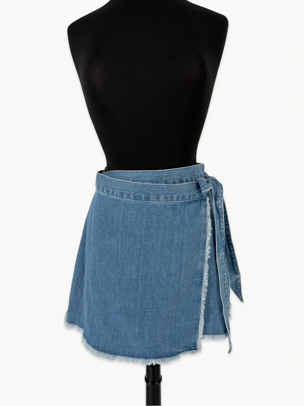 Madewell Raw-Hem Mini Wrap Jean Skirt Size 6 Cardiff Wash Denim 100% Cotton